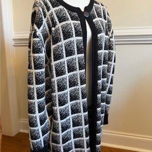 Vintage Maggie Barnes Black and White Grid Cardigan 3XL
